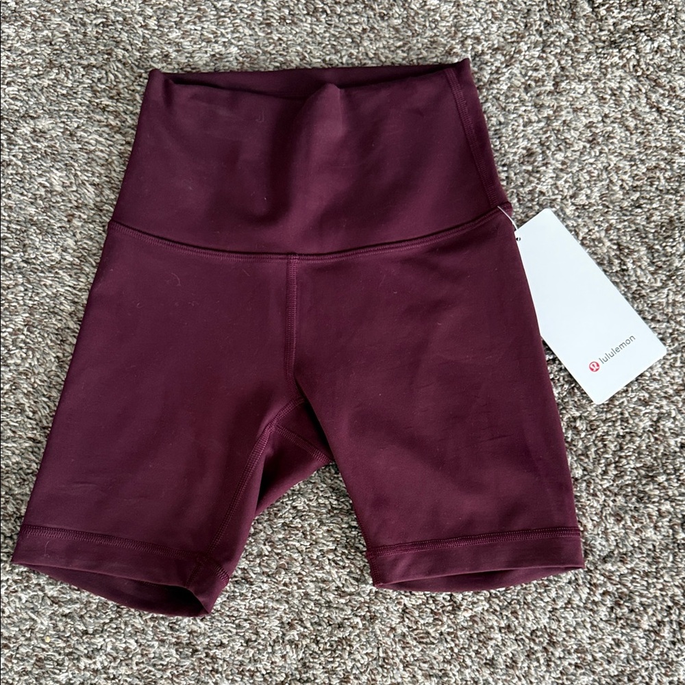 lululemon wunder train high rise short 6 inch inseam. cassis